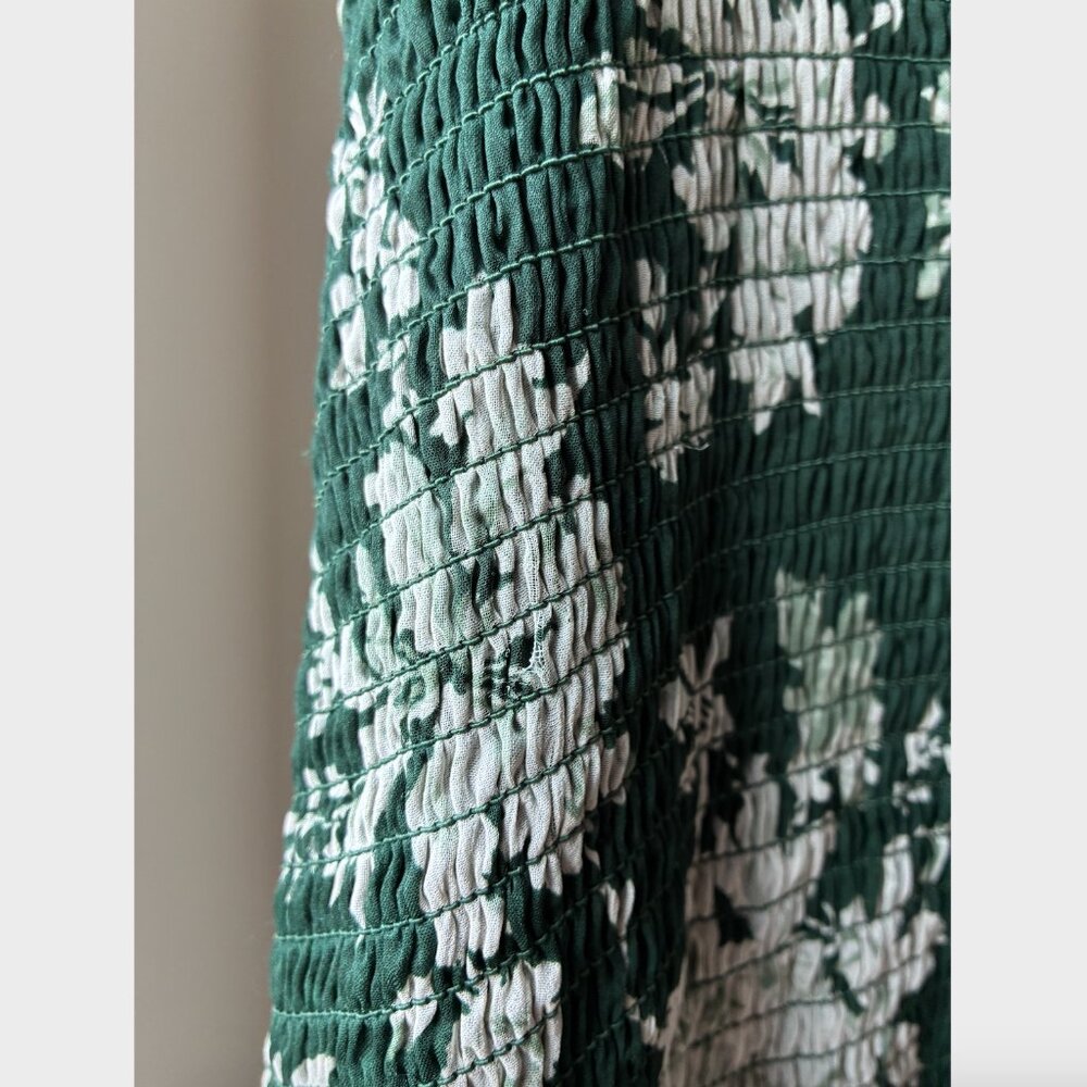 Abercrombie & Fitch Green Floral Ruffle Tie Strap Midi Dress - Size M - Picture 10 of 13